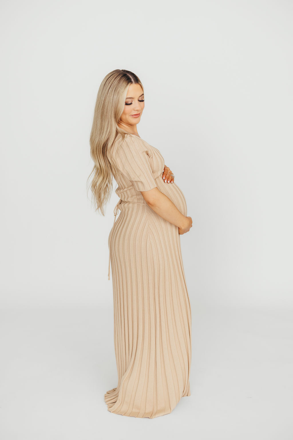 Oakley Ribbed Maxi Dress in Taupe - Bump Friendly *Final-Sale* *Final Sale*
