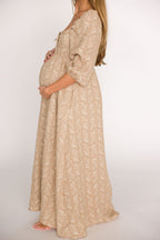 Peyton 100% Cotton Maxi Dress in Mocha Floral - Bump Friendly (XS-XL)