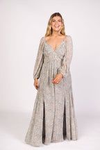 Daphne Long Sleeve Maxi Dress in Sage/Pink/Ivory Floral - Bump Friendly & Inclusive Sizing (XS-3XL)