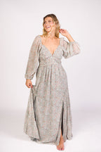Daphne Long Sleeve Maxi Dress in Sage/Pink/Ivory Floral - Bump Friendly & Inclusive Sizing (XS-3XL)
