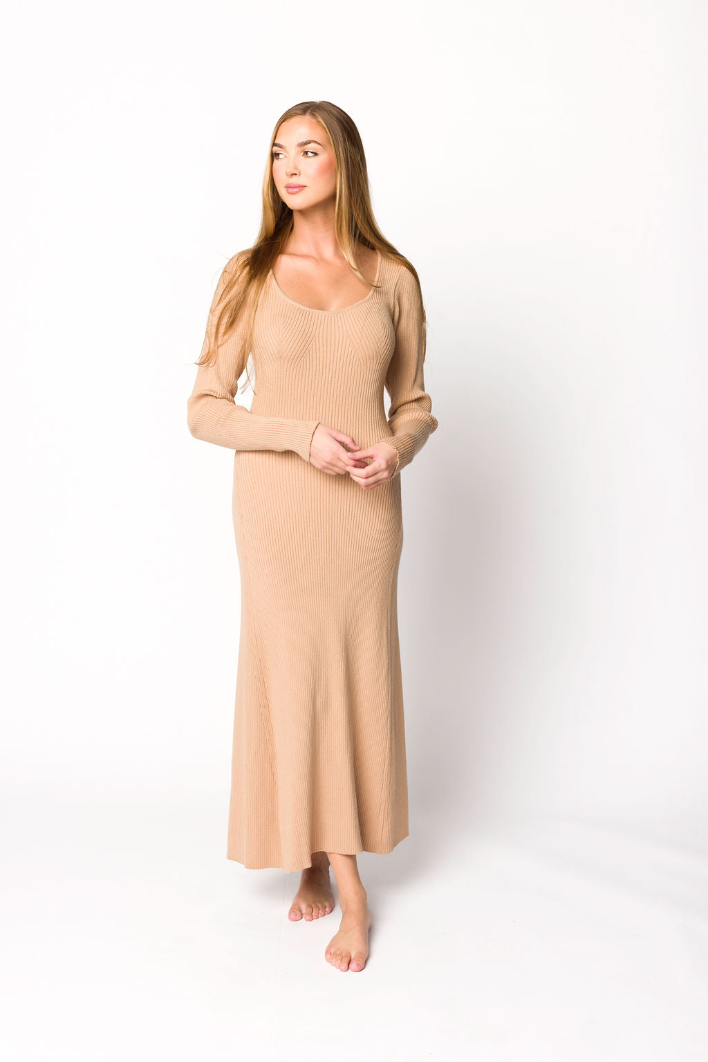 Alison Knit Sweater Maxi Dress in Almond *Final Sale*