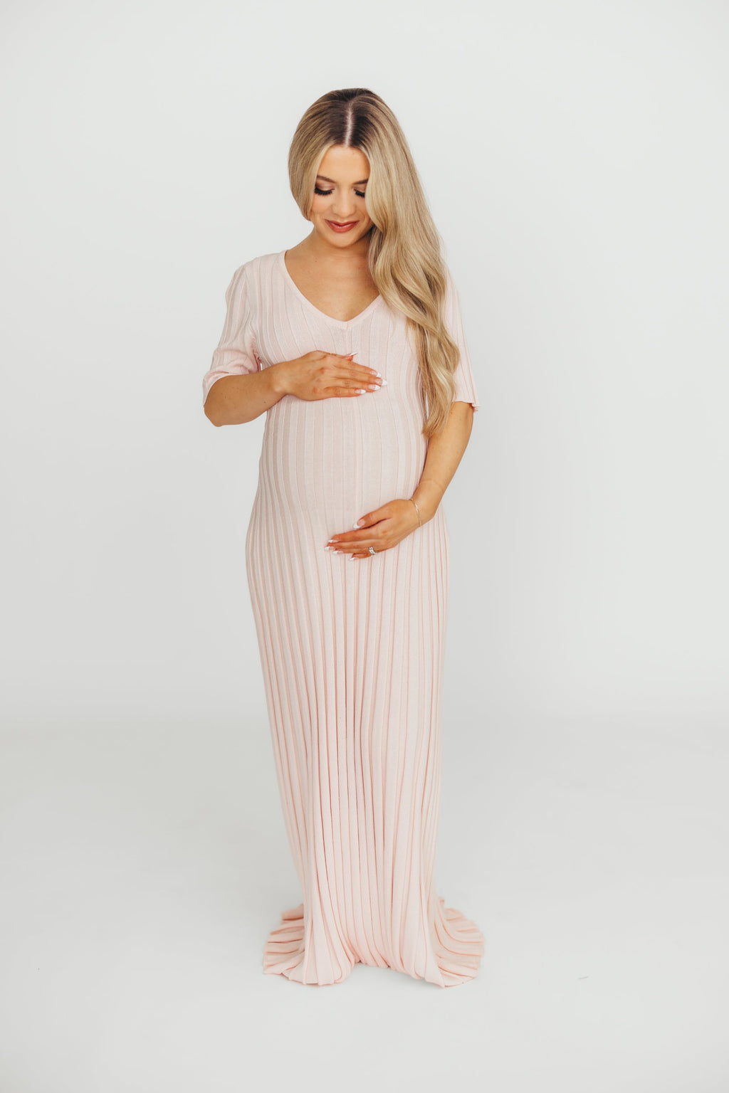 Oakley Ribbed Maxi Dress in Light Pink - Bump Friendly *Final-Sale*