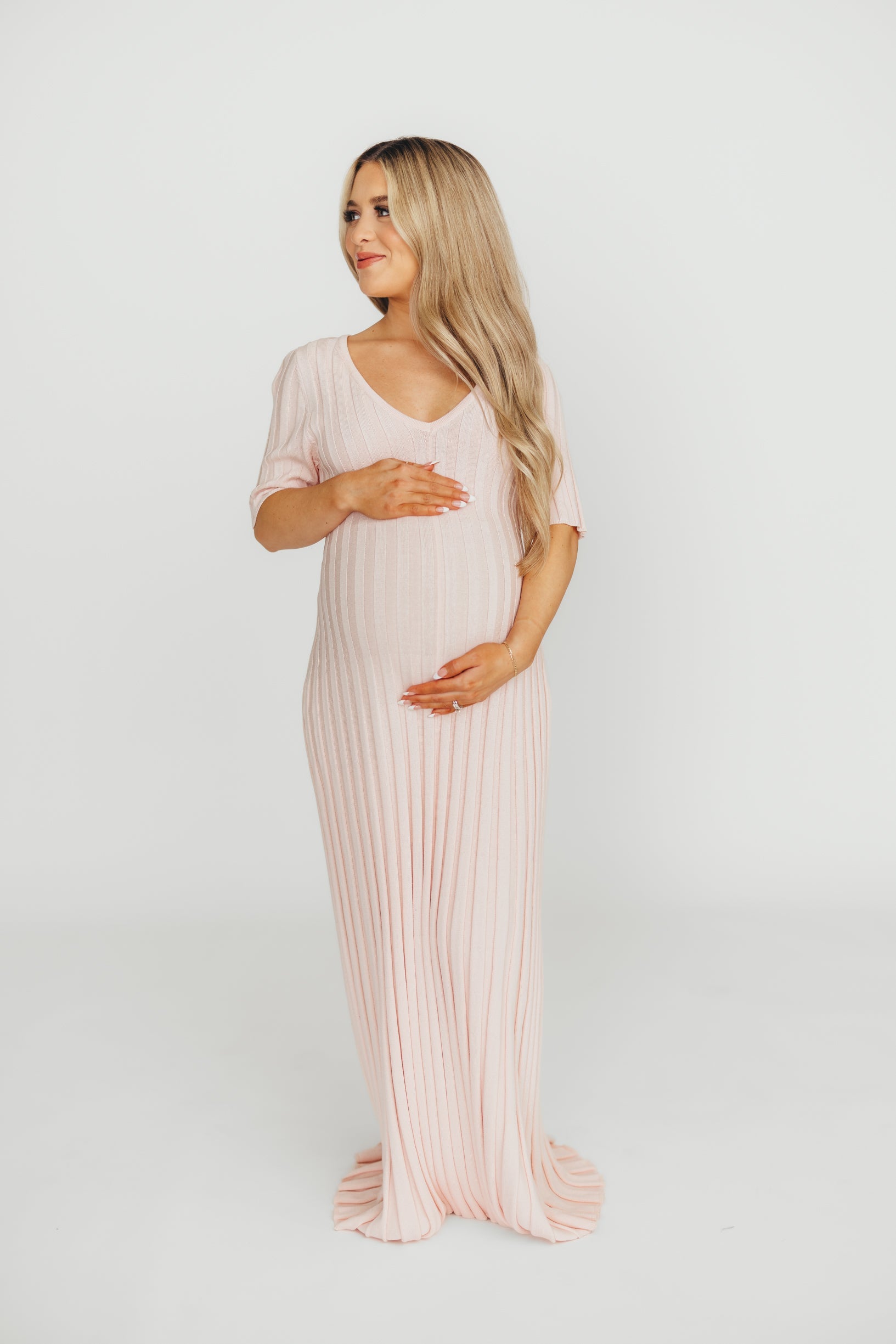 Oakley Ribbed Maxi Dress in Light Pink - Bump Friendly *Final-Sale*