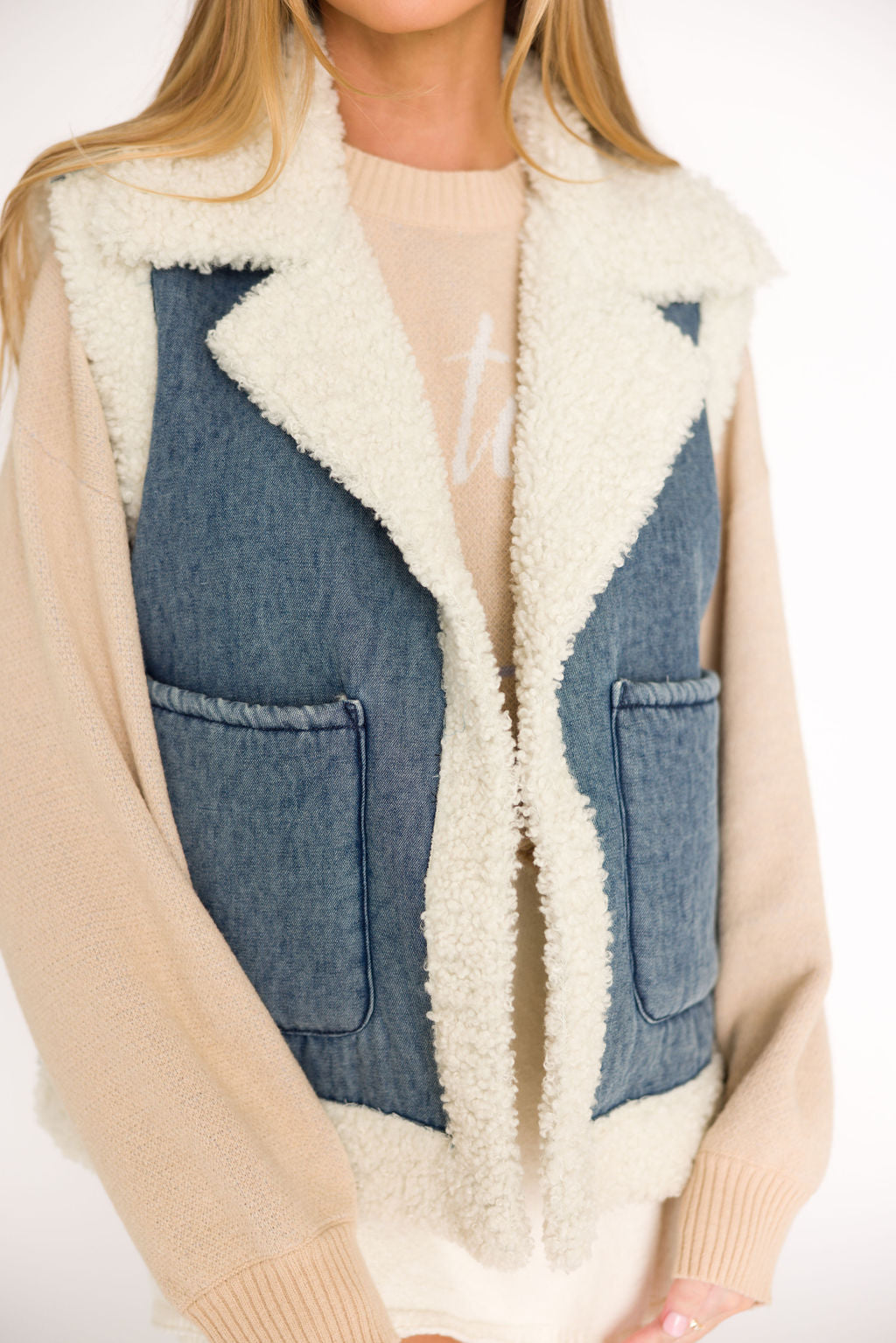 Willa Sherpa Denim Vest *Final-Sale*