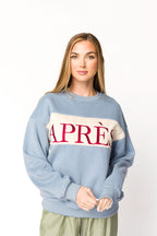 Après Colorblocked Crewneck in Stone Blue *Final Sale*