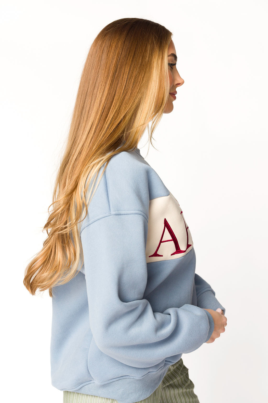 Après Colorblocked Crewneck in Stone Blue *Final Sale*