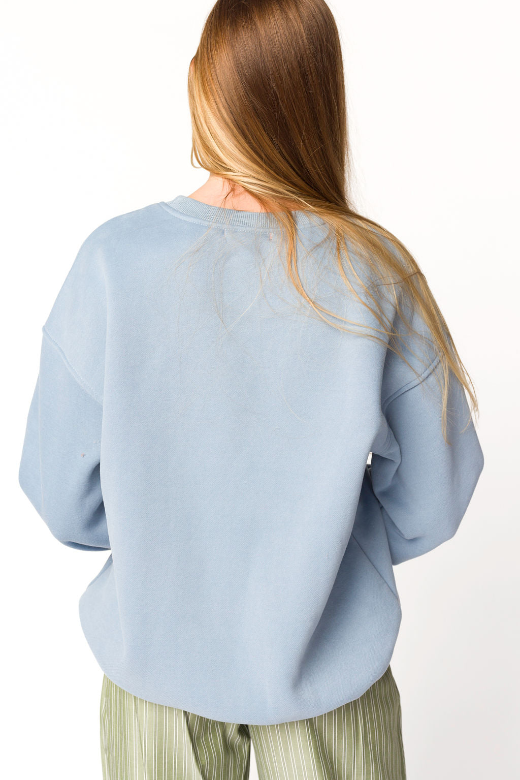 Après Colorblocked Crewneck in Stone Blue *Final Sale*