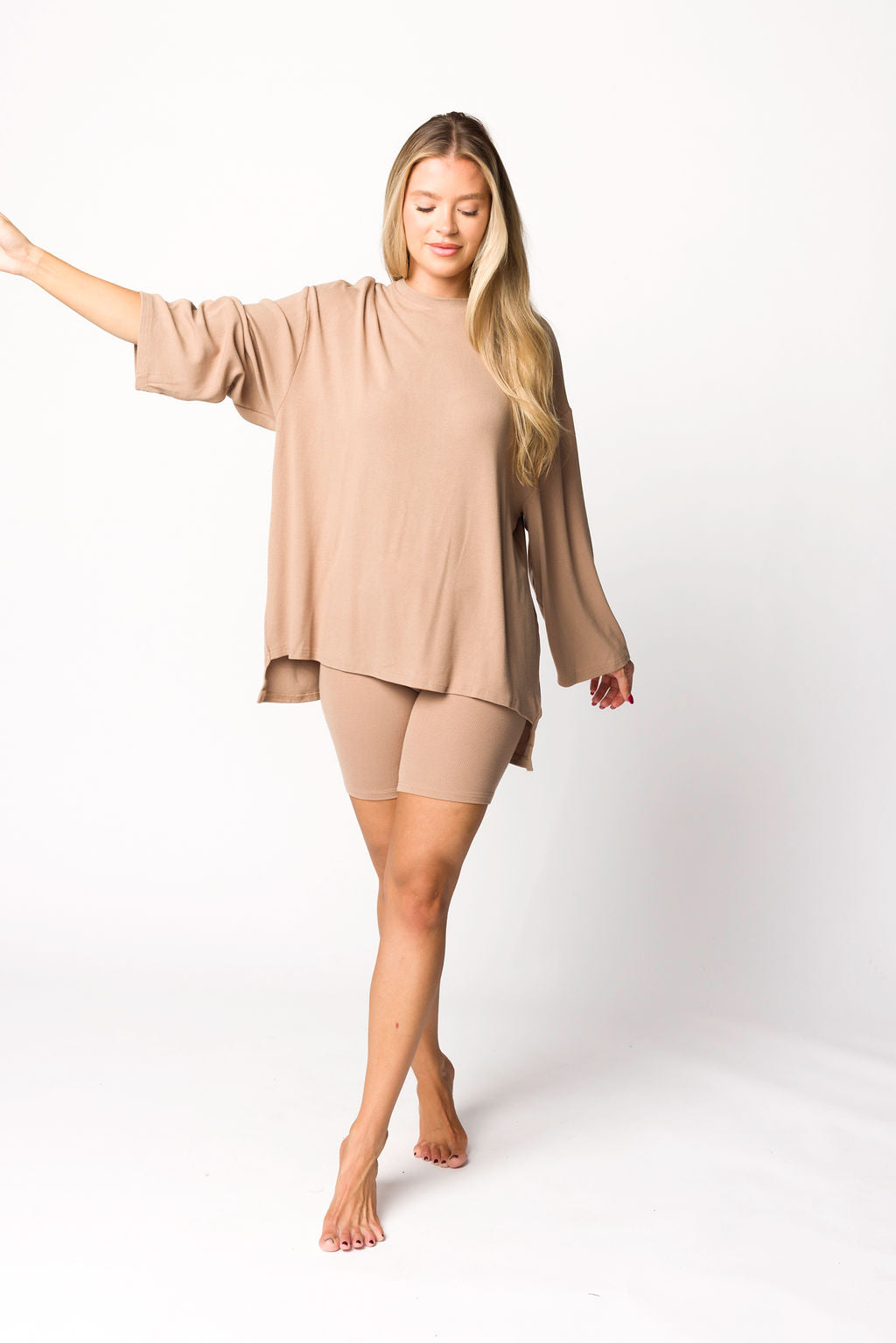 All Weekend Long Set - Long Sleeves - in Biscotti