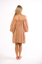 Cassidy 100% Linen On/Off Shoulder Mini Dress in Mocha *Final-Sale*