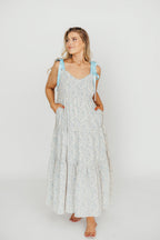 Lottie Tiered Maxi Dress in Blue Floral