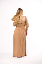 Devon Smocked Maxi Dress in Taupe - Bump Friendly *Final-Sale*
