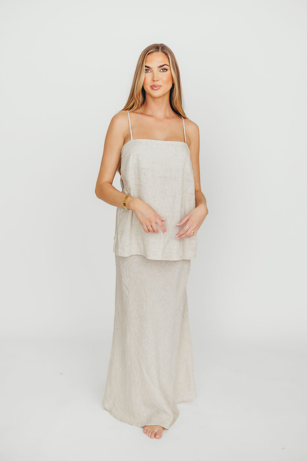 Novella 100% Linen Woven Maxi Skirt in Linen *Final-Sale*
