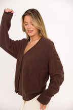 Rumored Longline Cardigan in Espresso
