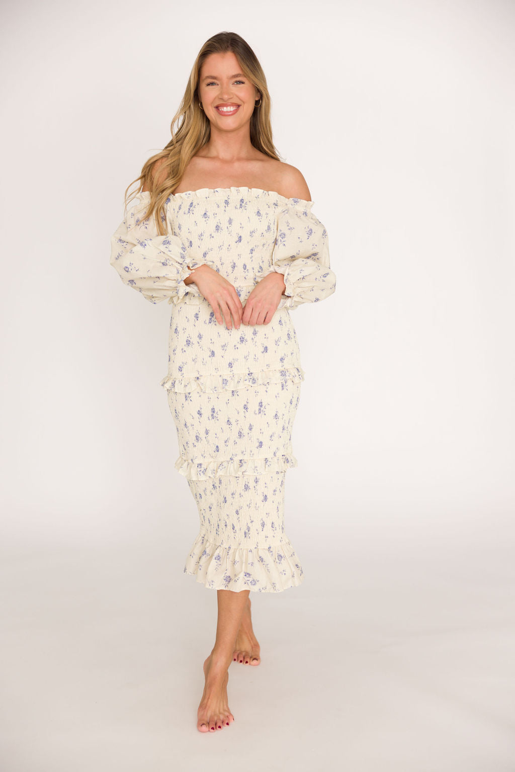 The Chloe Midi Dress in Blue - Bump Friendly *Final-Sale*