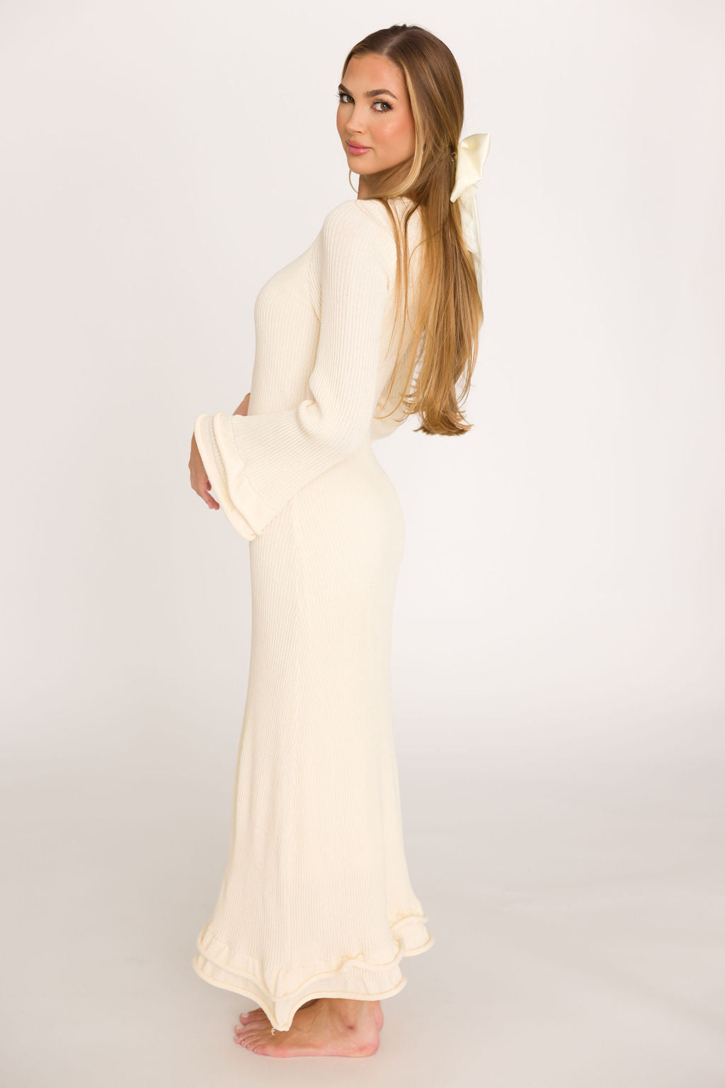 Arlet Maxi Dress in Ivory - Bump Friendly