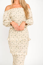 Lila Floral Printed Smocked Midi Dress in Blue - Bump Friendly *Final-Sale*