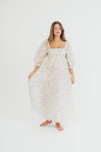 Mona Maxi Dress with Smocking in Ivory Floral - Bump Friendly & Inclusive Sizing (S-2XL)