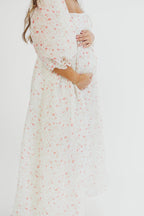 Mona Maxi Dress with Smocking in Ivory Floral - Bump Friendly & Inclusive Sizing (S-2XL)