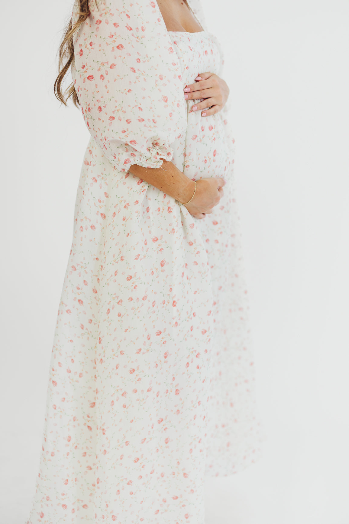 Mona Maxi Dress with Smocking in Ivory Floral - Bump Friendly & Inclusive Sizing (S-2XL)