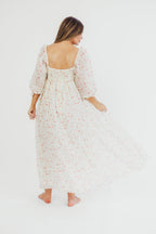 Mona Maxi Dress with Smocking in Ivory Floral - Bump Friendly & Inclusive Sizing (S-2XL)