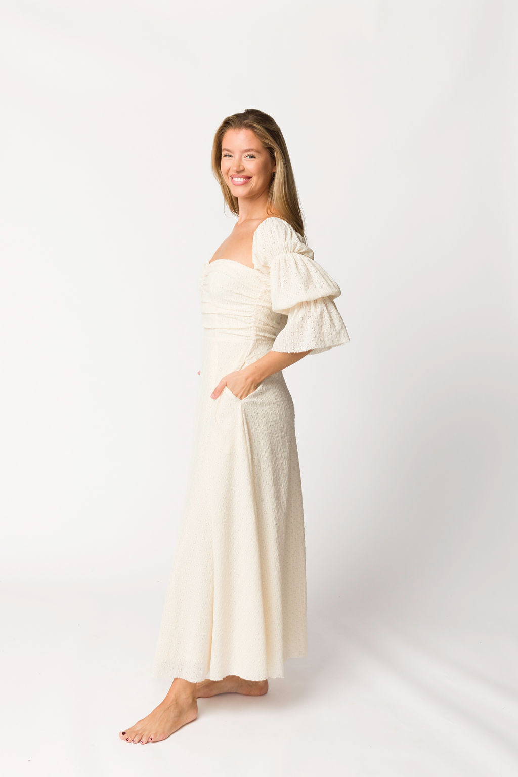 Corrine Tiered Sleeve Maxi Dress in Ivory Cream *12/15 PRE-ORDER*