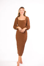 Darcy Square Neck Midi Dress in Brown - Bump Friendly *Final-Sale*