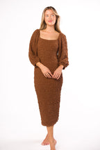 Darcy Square Neck Midi Dress in Brown - Bump Friendly *Final-Sale*