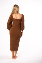 Darcy Square Neck Midi Dress in Brown - Bump Friendly *Final-Sale*