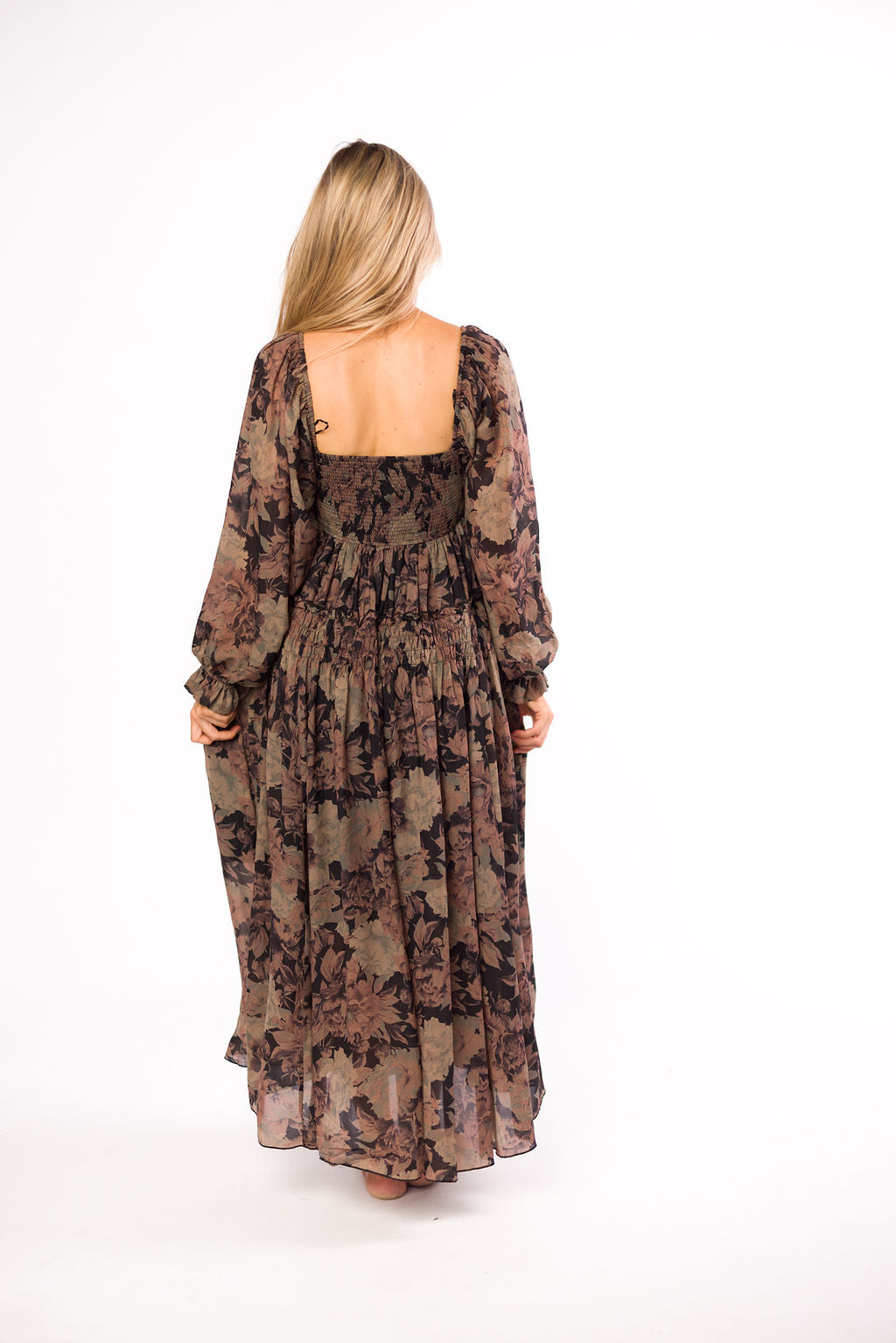 Blaine Smocked Maxi Dress in Black Floral *Final Sale*