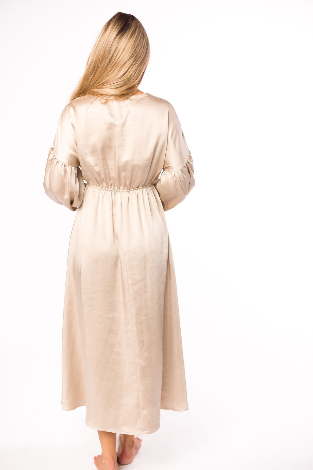 Hunter Premium *Satin* Midi Dress in Champagne - Bump Friendly *Final-Sale*