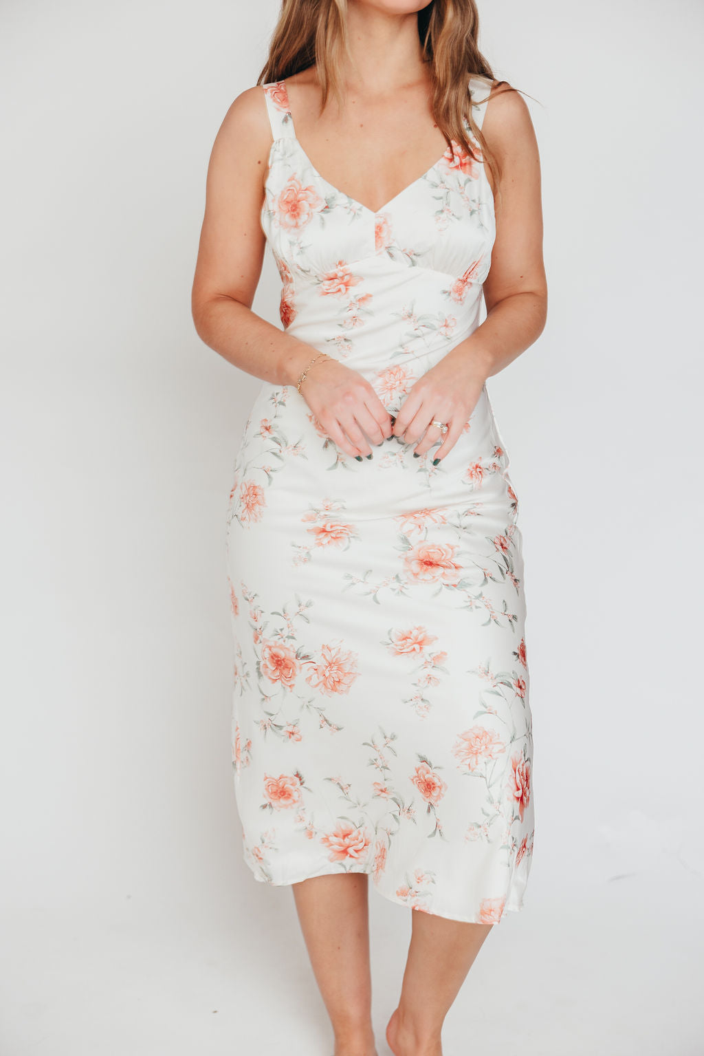 The Felicity Midi Dress in Ivory Floral *Final-Sale*