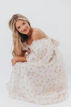 Melody Maxi Dress with Pleats and Bow Detail in Yellow Rose Floral - Bump Friendly & Inclusive Sizing (S-3XL) *Final-Sale*