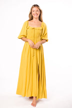 Devon Smocked Maxi Dress in Mustard - Bump Friendly *Final-Sale*