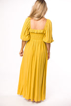 Devon Smocked Maxi Dress in Mustard - Bump Friendly *Final-Sale*