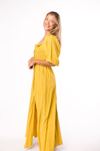 Devon Smocked Maxi Dress in Mustard - Bump Friendly *Final-Sale*