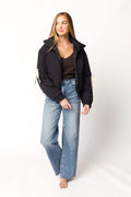Andy Bow Cropped Puffer Jacket in Black *Final Sale*