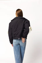 Andy Bow Cropped Puffer Jacket in Black *Final Sale*