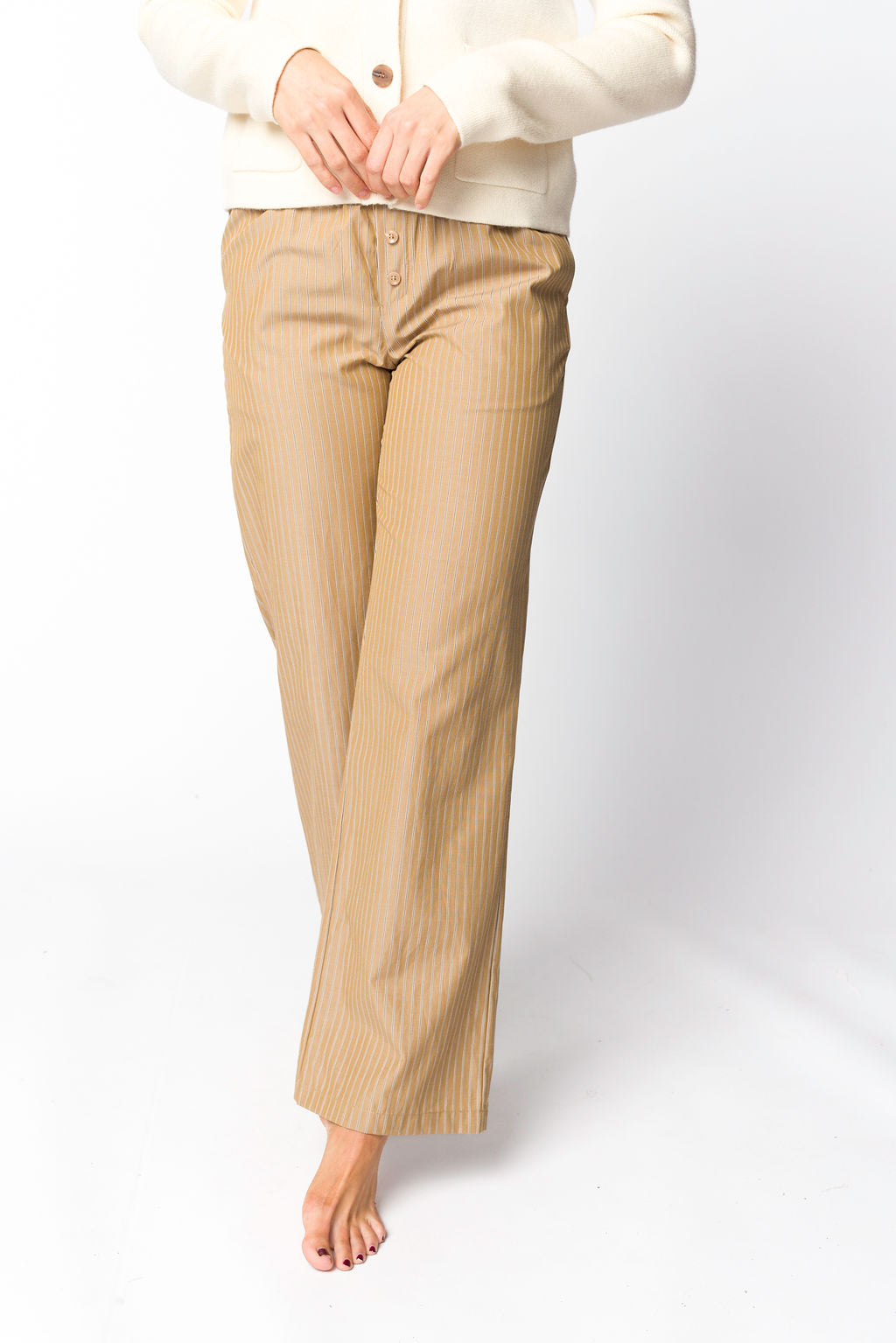 Michelle Striped Pajama Style Pants in Camel *Final-Sale*