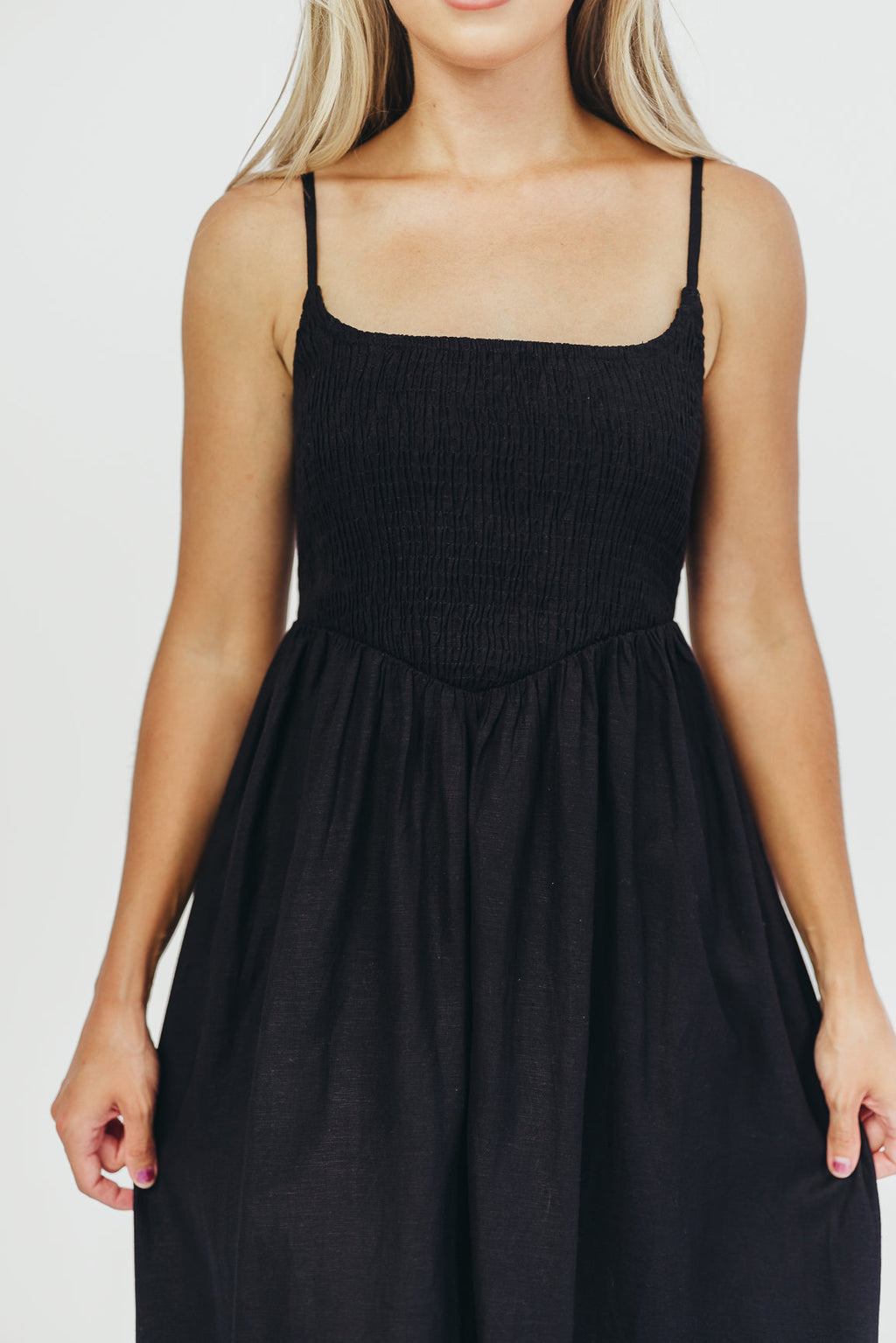 Josefina Smocked Maxi Dress in Black - Bump Friendly