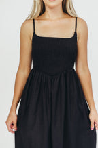Josefina Smocked Maxi Dress in Black - Bump Friendly