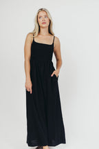 Josefina Smocked Maxi Dress in Black - Bump Friendly