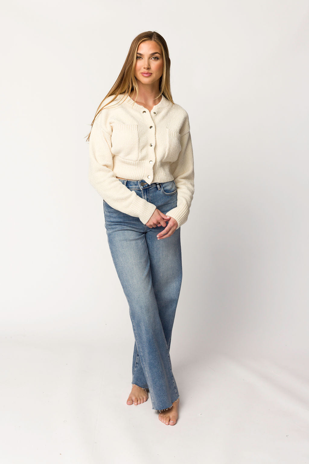 Kendall Knit Bomber Jacket in Ivory *Final-Sale*