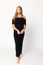 Aston Bow Front Maxi Sweater Dress in Black - Bump Friendly *Final Sale*