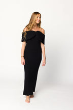 Aston Bow Front Maxi Sweater Dress in Black - Bump Friendly *Final Sale*