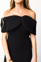 Aston Bow Front Maxi Sweater Dress in Black - Bump Friendly *Final Sale*