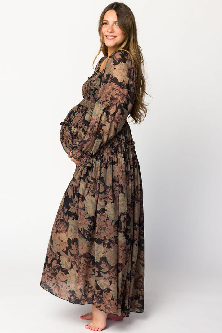 Blaine Smocked Maxi Dress in Black Floral *Final Sale*