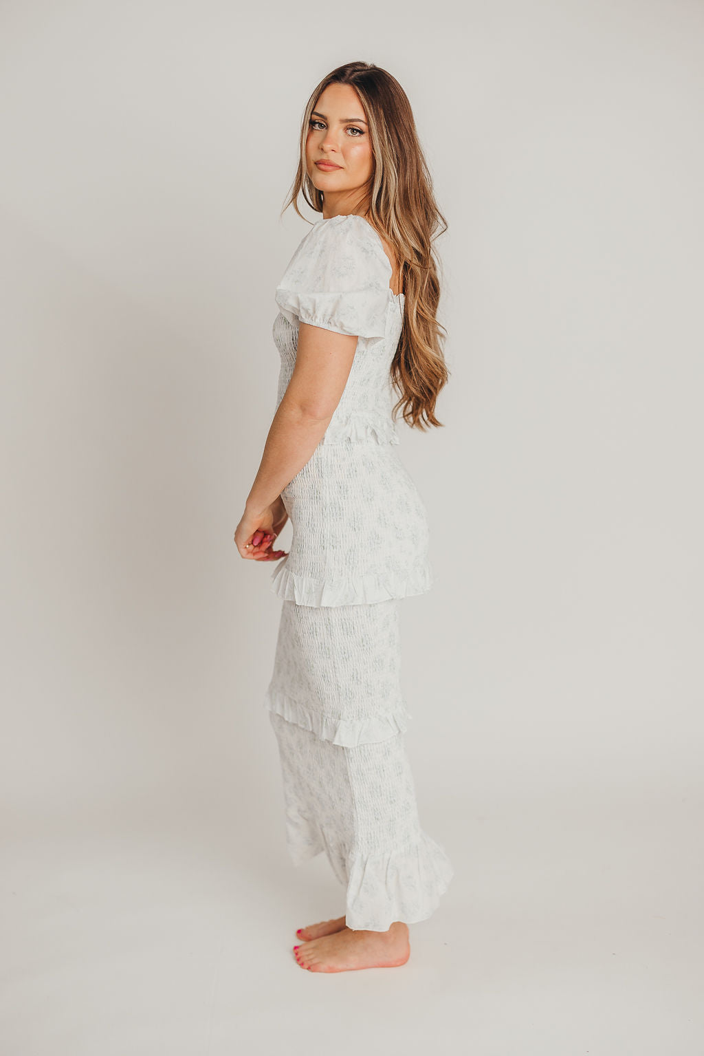 Ada Smocked Dress in Blue Floral- Bump Friendly & Inclusive Sizing (S-3XL) *Final-Sale*