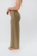 Colin Trouser Maxi Skirt with Contrast Band in Olive