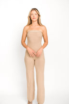 James Strapless Jumpsuit in Tan *Final-Sale*