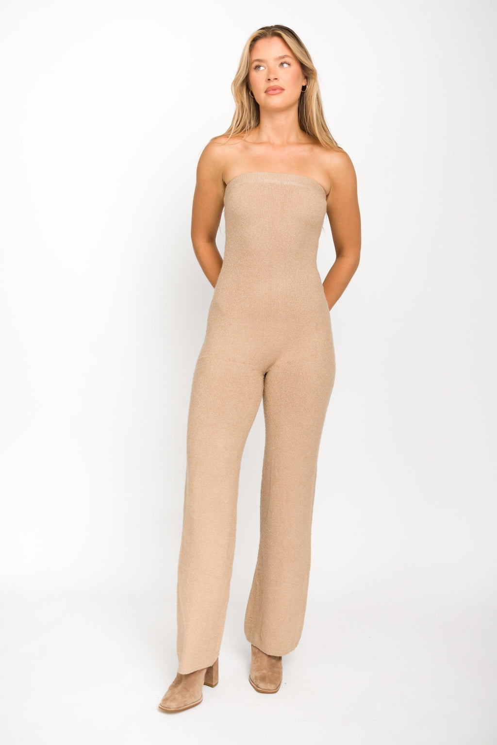 James Strapless Jumpsuit in Tan *Final-Sale*